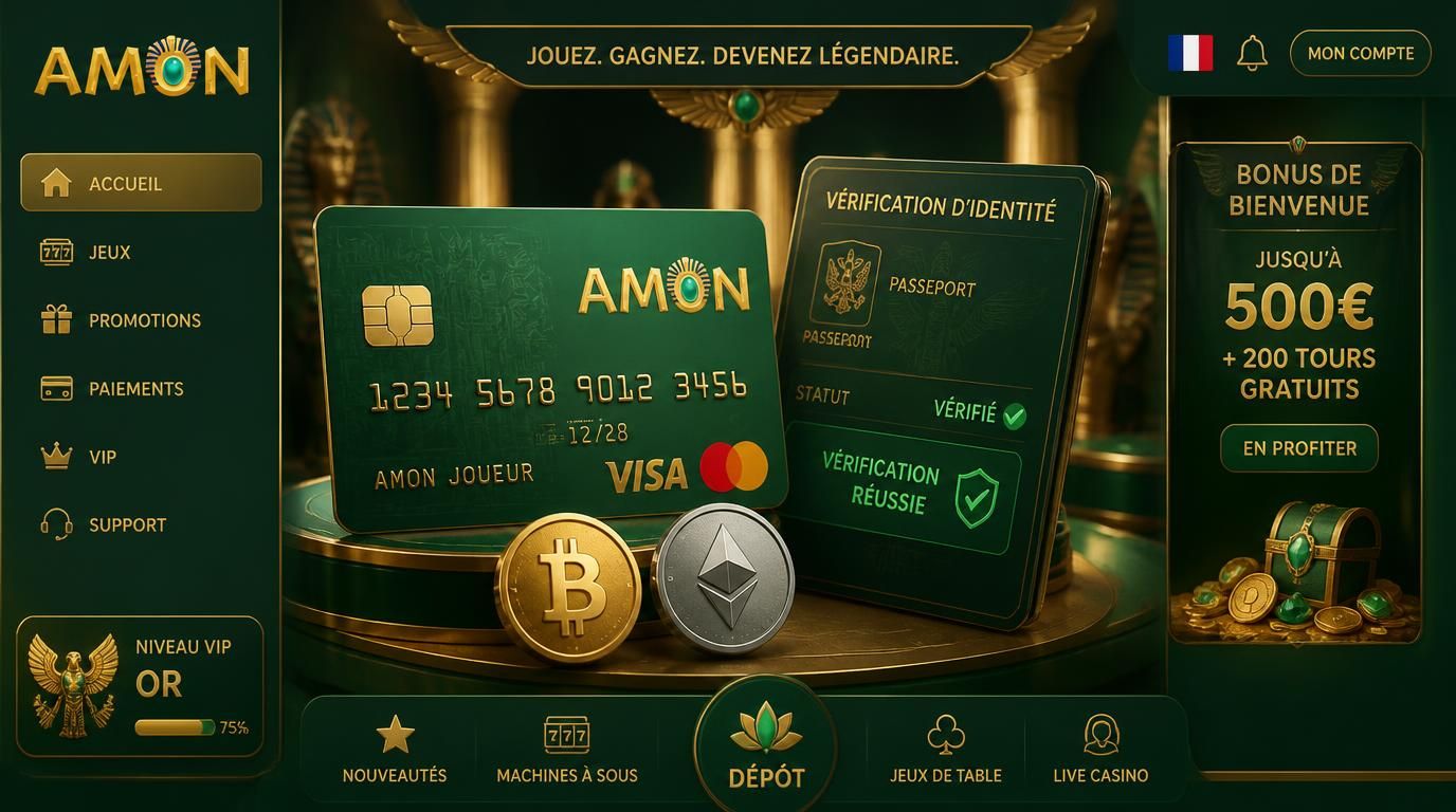 Illustration des options de dépôt carte, crypto et vérification en France.