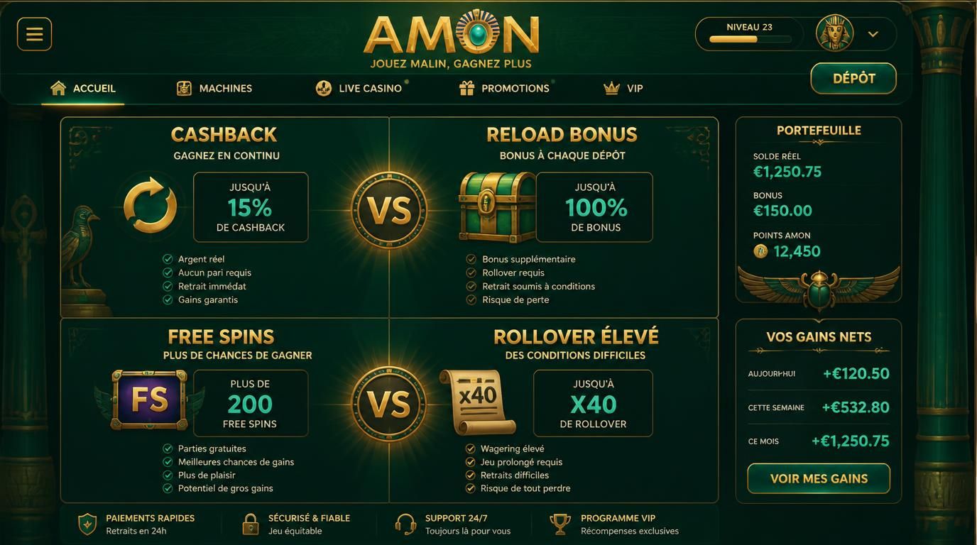 Balance comparant cashback et reload.