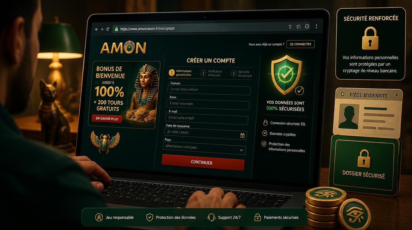 Formulaire d’inscription sécurisé sur site de casino virtuel avec cadenas visible et pièces d’identité