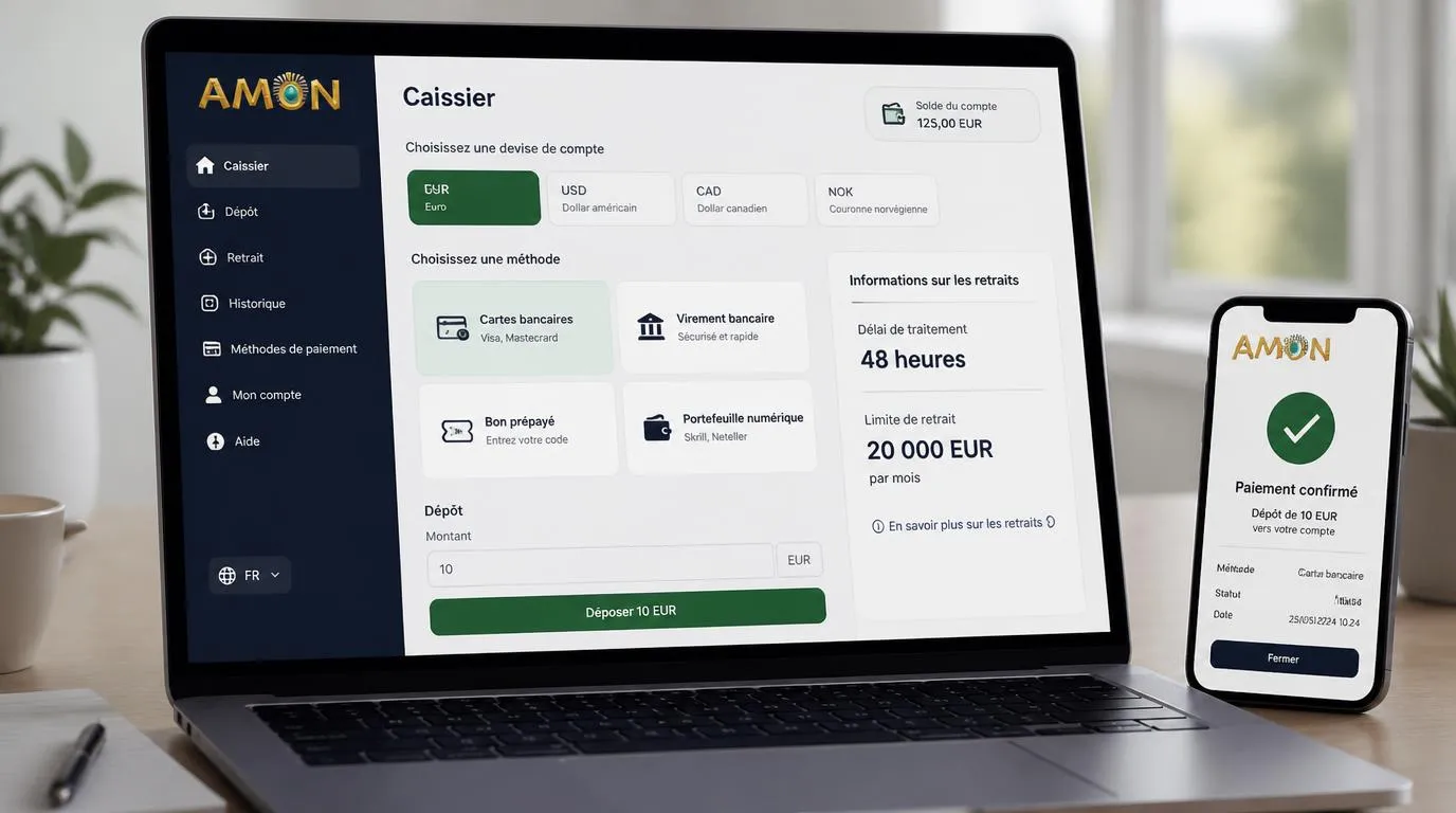 Interface de caisse en euros avec cartes, virement bancaire et portefeuille numérique sur un ordinateur